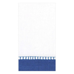 Caspari Linen Border Paper Cocktail Napkins/Guest Towels in Marine Blue-