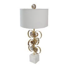 Load image into Gallery viewer, Gold Edged Agate Surroundeed by Gold Rings Table Lamp
