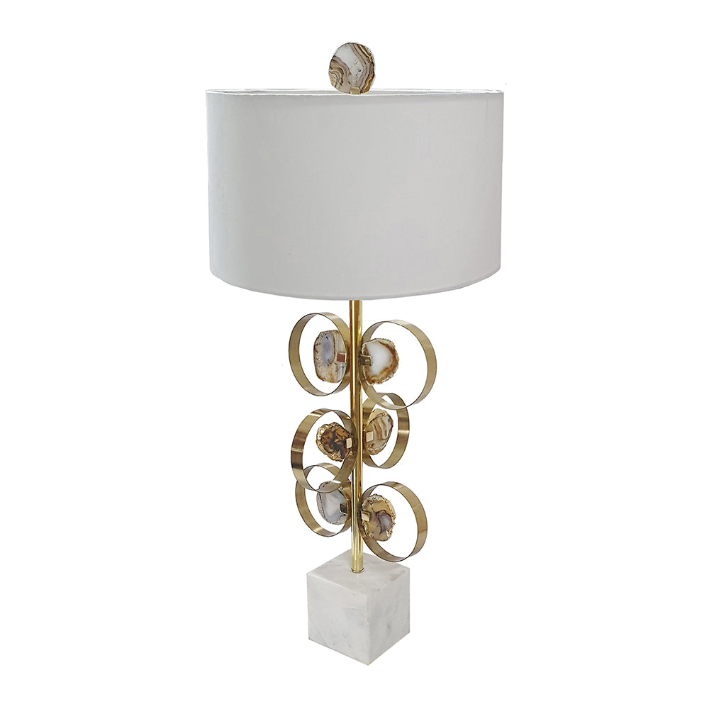 Gold Edged Agate Surroundeed by Gold Rings Table Lamp