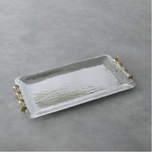 Beatriz Ball GARDEN Bamboo Long Rectangular Tray with Gold Handles