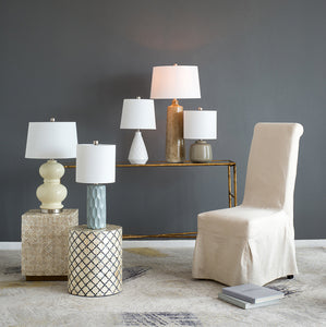 Buttery Yellow & Crisp Ivory Ceramic Table Lamp