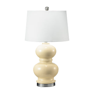 Buttery Yellow & Crisp Ivory Ceramic Table Lamp