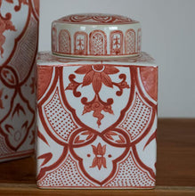 Load image into Gallery viewer, Coral Red Small Cinnimon Jar w/ Lid
