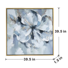 Load image into Gallery viewer, Blue &amp; Taupe Botanical Hand-Stretched Oil Painting
