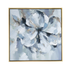 Blue & Taupe Botanical Hand-Stretched Oil Painting