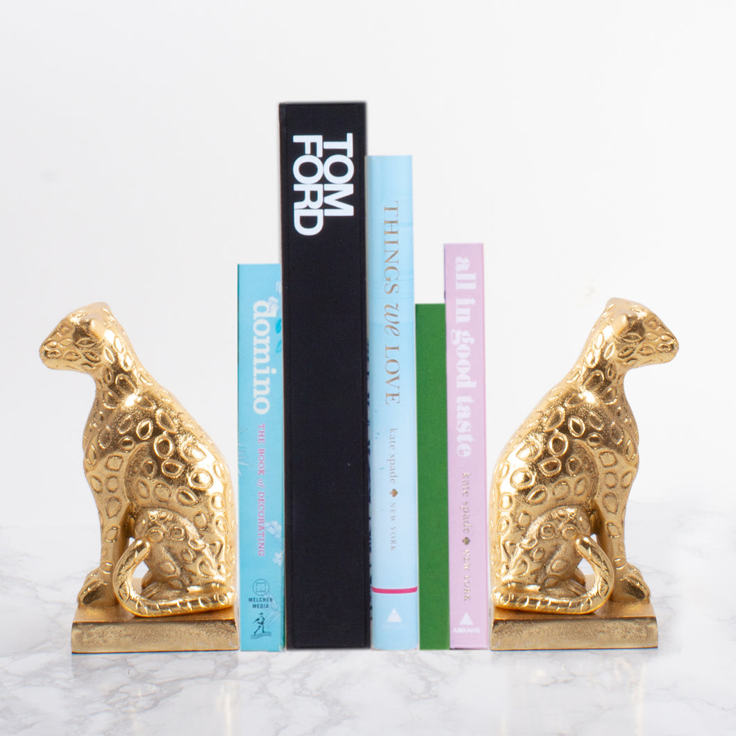 Gold Leopard Bookends