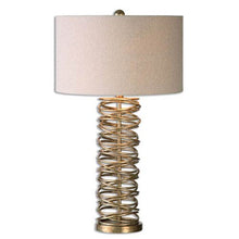 Load image into Gallery viewer, Layered Metal Ring in Antique Silver Champagne Table Lamp
