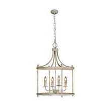 Load image into Gallery viewer, Cottage White Four Light Pendant in a Cage Pendant
