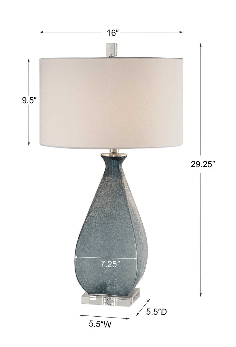 Ocean Blue Glass Table Lamp