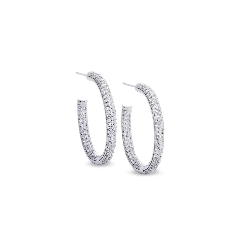 Bella Cavo Platinum Finish Sterling Silver Micropave Earrings