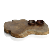Load image into Gallery viewer, Teak Root Serving Board w/ Condiment Bowls
