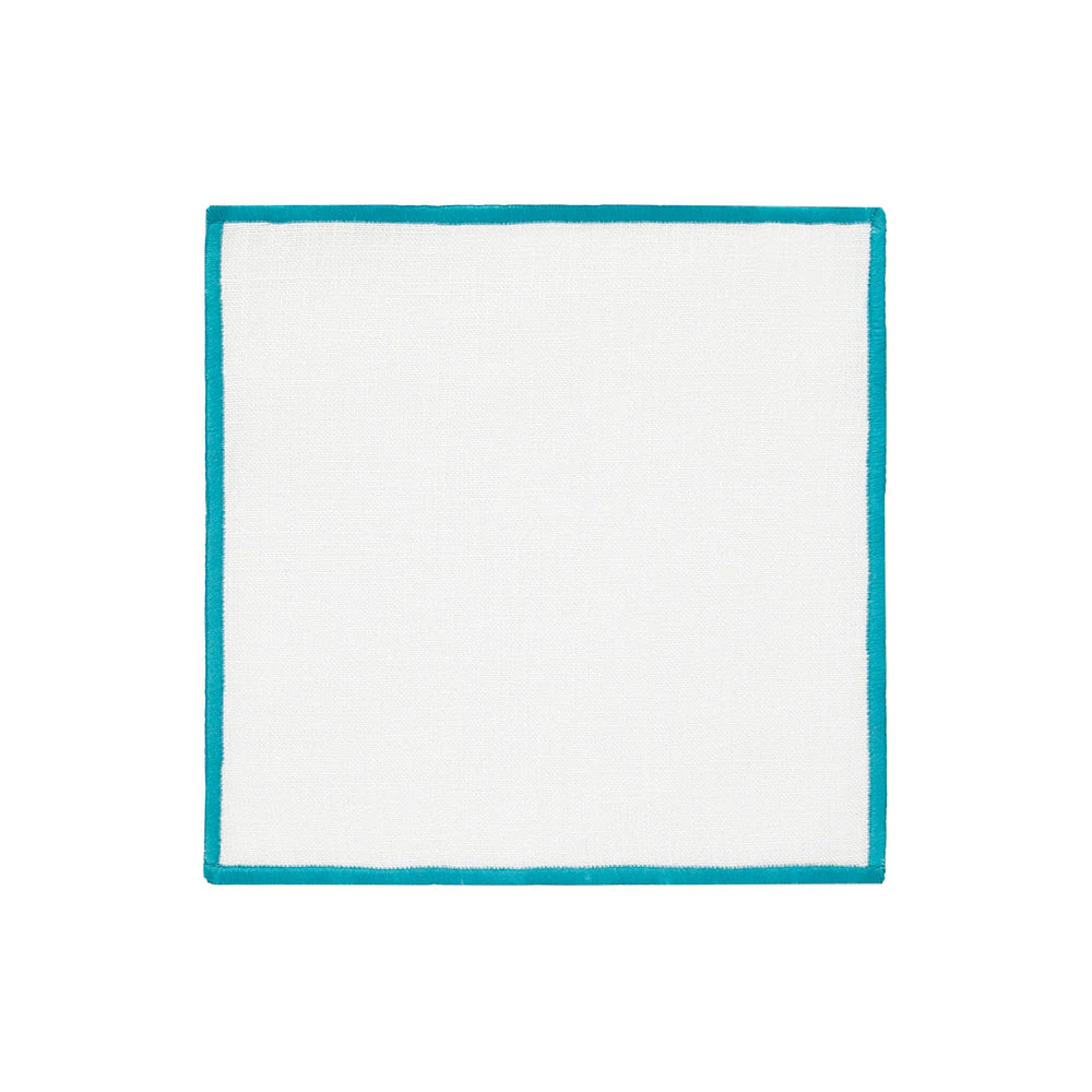 Linen Turquoise Cocktail Napkins - Set of 4