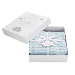 Katie Loxton Cotton Knitted Baby Blanket - Blue