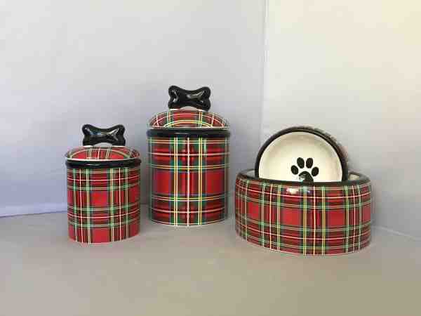 Dog Bowls & Treat Jars - Stewart Plaid