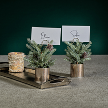 Load image into Gallery viewer, Pine in Silver Bucket Place Card Holder
