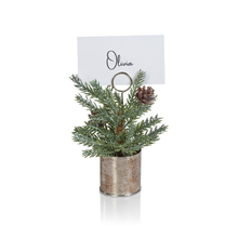Load image into Gallery viewer, Pine in Silver Bucket Place Card Holder
