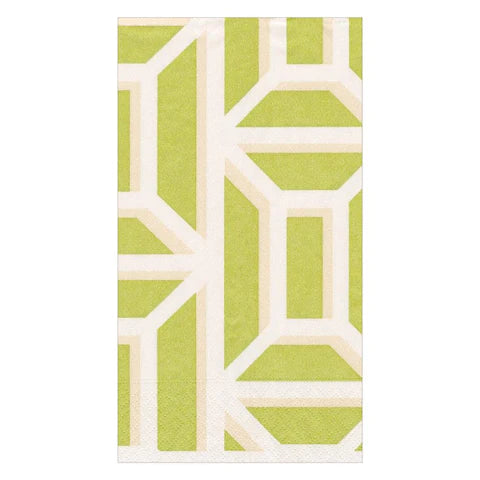 Caspari Garden Gate Paper Linen Guest Towel Napkins in Grass - 12 Per Package