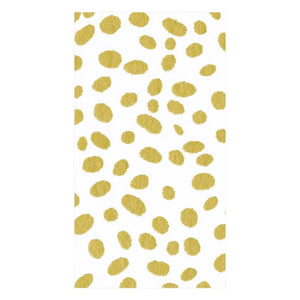 Caspari Spots Paper Linen Guest Towel Napkins in Gold - 12 Per Package