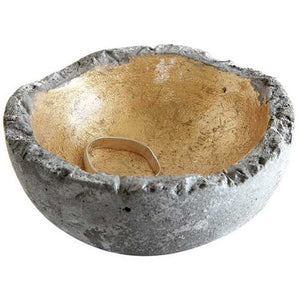 Round Decorative Cement Bowl w/ Gold Detail