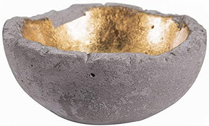 Round Decorative Cement Bowl w/ Gold Detail