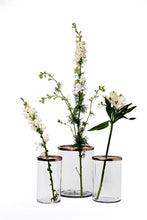 Load image into Gallery viewer, Small Glass &amp; Brass Flower Cylinder
