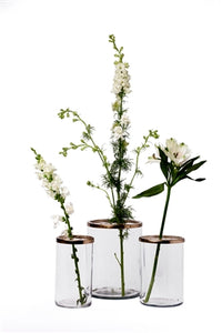 Medium Glass & Brass Flower Cylinder