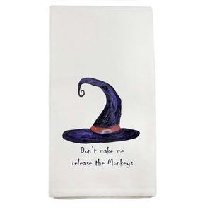 Witches Tea Towel - "Don't make me release the Monkeys"