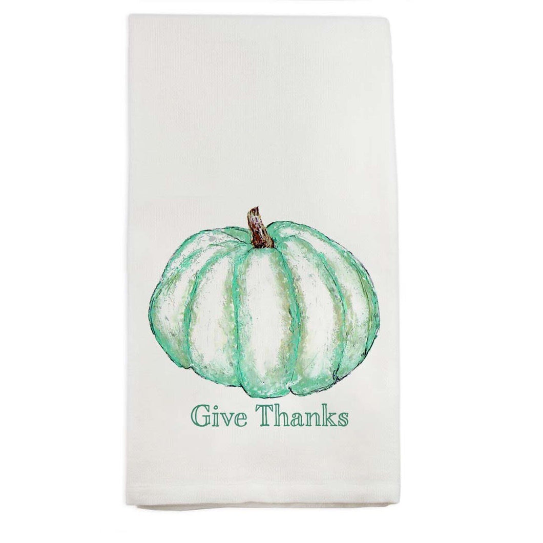 Gray/Blue Pumpkin Give Thanks Tea Towel