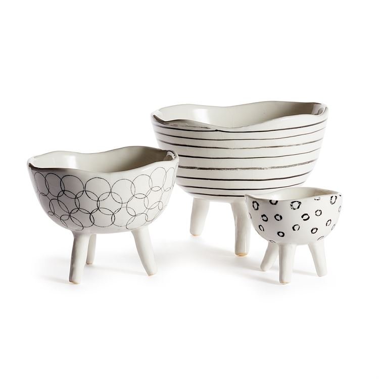 Black & White Footed Bowls - 3 sizes