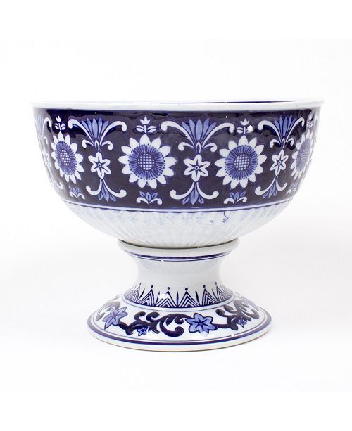 Footed Blue Chinoiserie Bowl