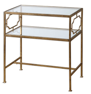 Antique Gold Leaf Forged Iron Side Table