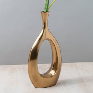 Oval Gilded Gold Flower Vase