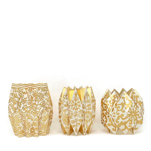 Lucy Grymes Gold Chinosierie Flower Vase Wraps - Set of 3