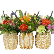 Load image into Gallery viewer, Lucy Grymes Gold Chinosierie Flower Vase Wraps - Set of 3
