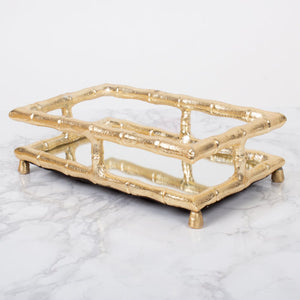 Gold Bamboo Cocktail Napkin Tray