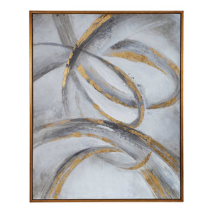 Hand Painted Framed Abstract Canvas with Large Textured Brushstrokes.