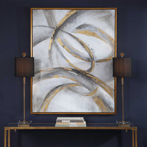 Hand Painted Framed Abstract Canvas with Large Textured Brushstrokes.