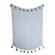 Load image into Gallery viewer, Cotton Woven Houndstooth Throw - 60L x 50W - Grey
