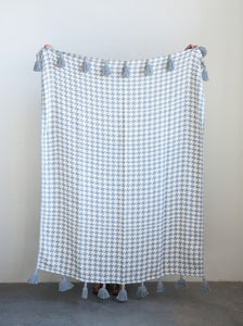 Cotton Woven Houndstooth Throw - 60L x 50W - Grey