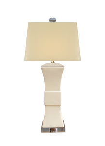 Ivory Ceramic Lamp with Crystal Base