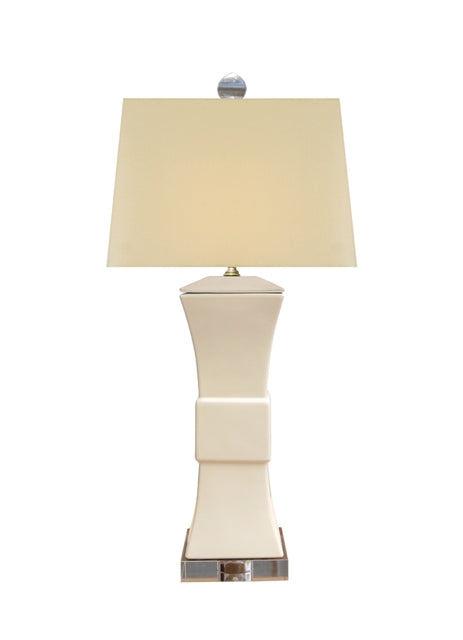 Ivory Ceramic Lamp with Crystal Base