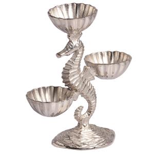 Silver Seahorse with 3 Bowls