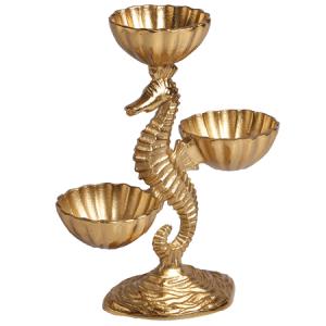 Gold Seahorse With 3 Bowls