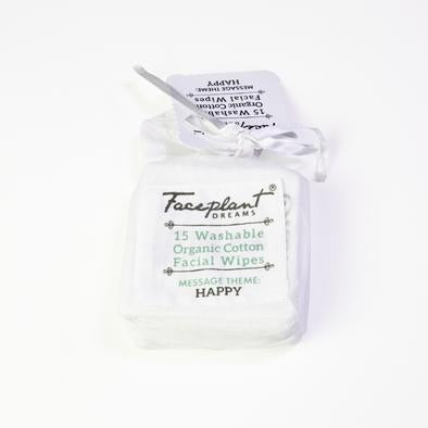 Faceplant Dreams - 15 Washable Organic Cotton Wipes - Happy is Pretty
