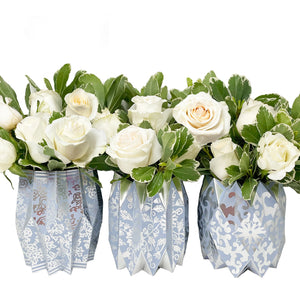 Lucy Grymes Periwinkle Chinoiserie Flower Vase Wraps - Set of 3