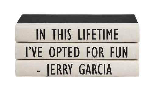 Three volume stacked books with Jerry Garcia 