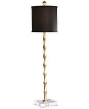 Load image into Gallery viewer, Gold Metal Bamboo Lamp with Black Linen Shade
