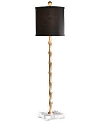 Gold Metal Bamboo Lamp with Black Linen Shade