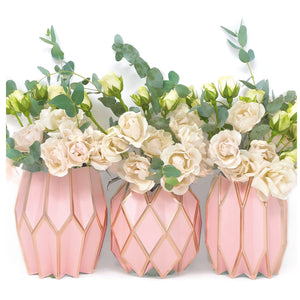 Lucy Grymes Pink with Rose Gold Foil Flower Vase Wraps - 3 in a box