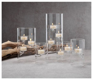 Large Suspended Glass Tealight Hurricane Holder - 3 Candle